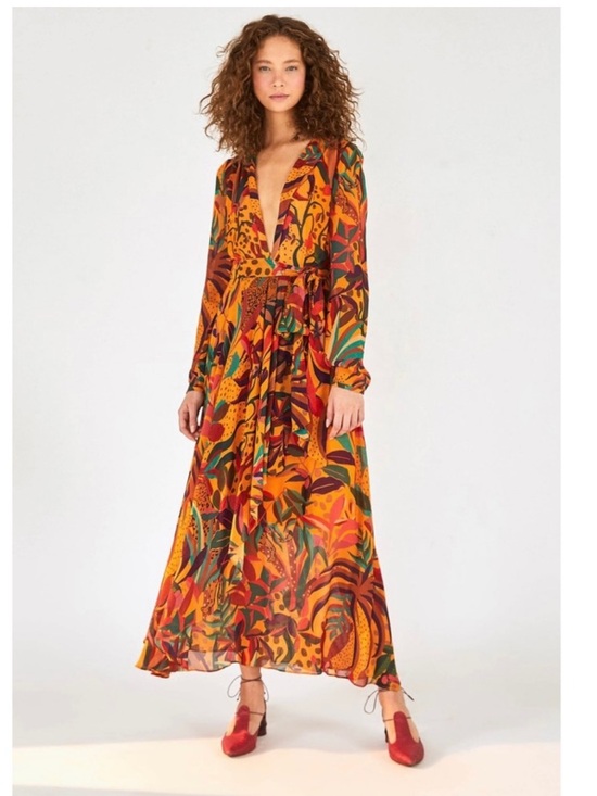 FARM Rio Dresses & Skirts - NWT Farm Rio Golden Jungle Maxi Dress - Size Large